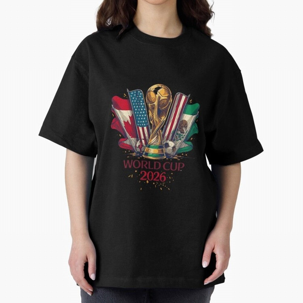 Host Trio Flags Banner Trophy Classic T-Shirt Show Your Stadium Side during FIFA World Cup 2026 for Fans of Messi, CR7 and Mbappe and Argentina, France and Brazil, Bringing Stadium Memories, Football Loyalty, International Chants and Championship