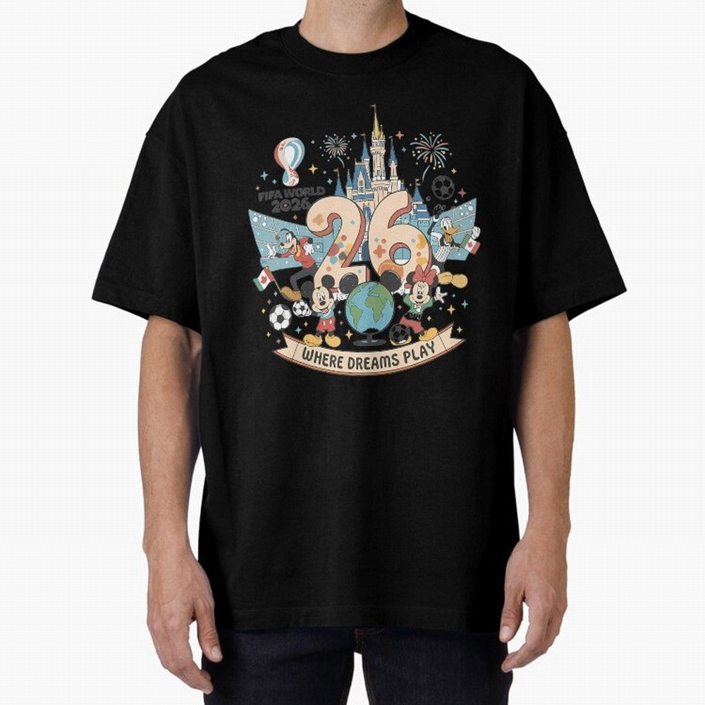 Dreamland Football 2026 Classic T-Shirt Honor the Beautiful Game during FIFA World Cup 2026 USA Canada Mexico for Fans of Messi and Cristiano Ronaldo and Spain, Bringing Vintage Soccer Flavor, Modern Football Stars, National Flags and Final Night