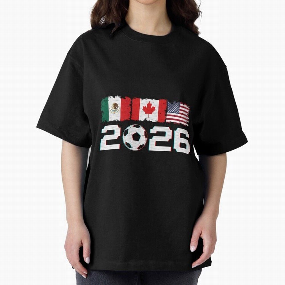 Glitched United 2026 Cup North America Emblem Part Classic T-Shirt Honor the Beautiful Game during the FIFA World Cup 2026 USA Canada Mexico Journey through Messi, Neymar and Mbappe Highlights, Argentina Pride, Classic Soccer Heritage, Championship