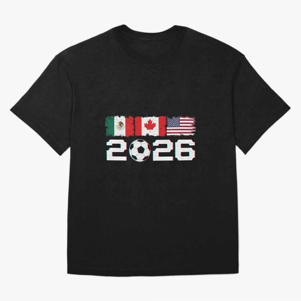 Glitched United 2026 Cup North America Emblem Part Classic T-Shirt Honor the Beautiful Game during the FIFA World Cup 2026 USA Canada Mexico Journey through Messi, Neymar and Mbappe Highlights, Argentina Pride, Classic Soccer Heritage, Championship