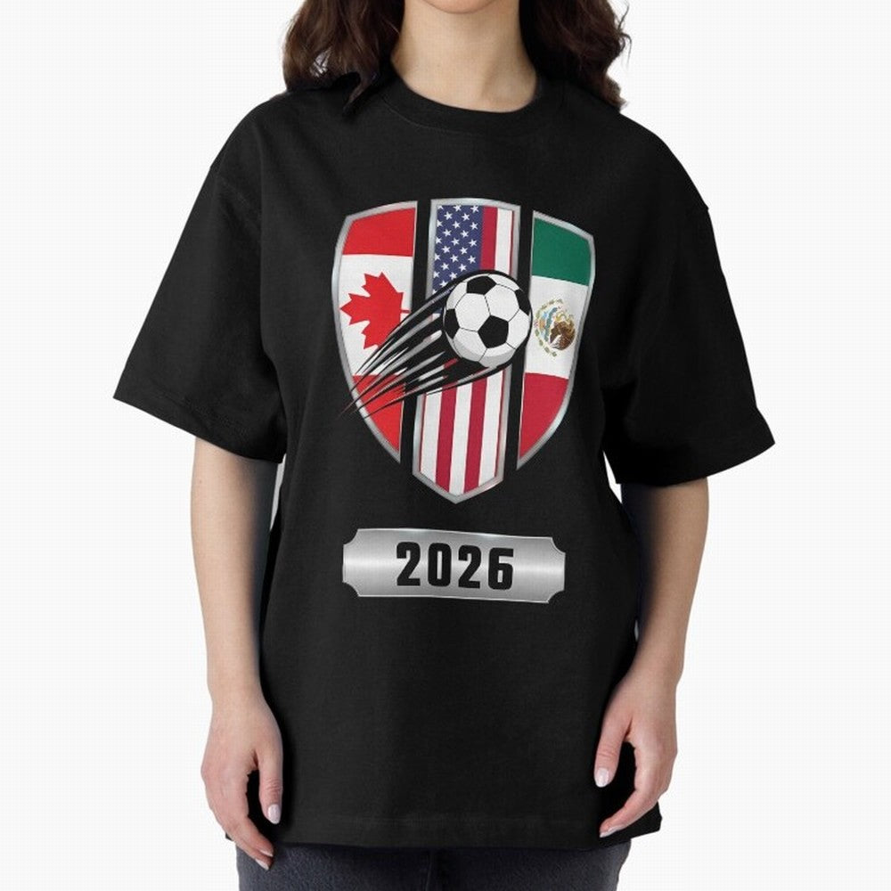 North United America Shield 2026 Cup Classic T-Shirt Represent the FIFA World Cup 2026 Group Stage Journey through Haaland Highlights, Argentina Pride, Vintage Soccer Flavor, Modern Football Stars, National Flags and Final Night Emotion; Created