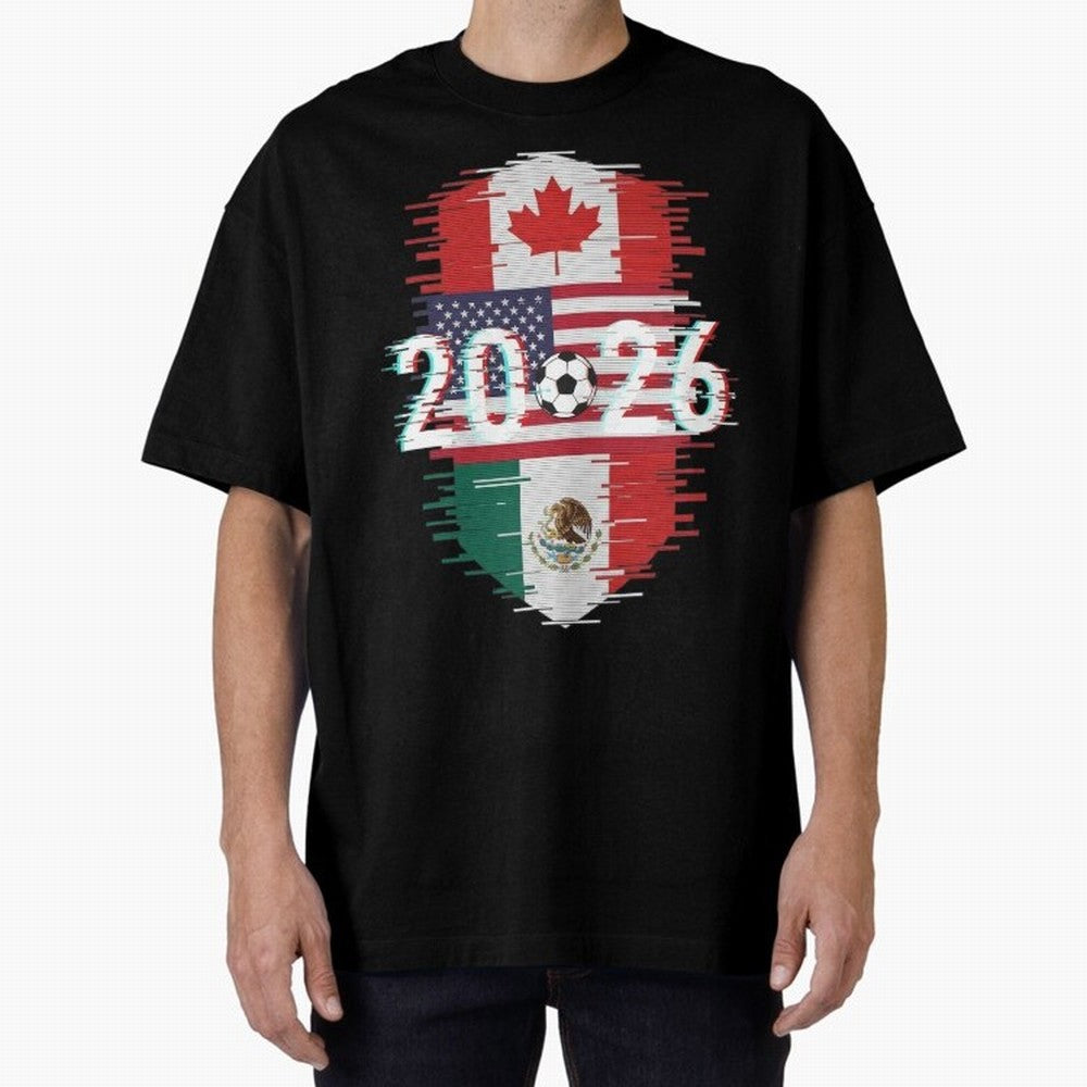 Glitched United 2026 - North America Emblem Classic T-Shirt Celebrate the Stars of FIFA World Cup 2026 USA Canada Mexico for Fans of Cristiano Ronaldo, Haaland and CR7 and Argentina, Bringing Champion Mindset, Group Stage Buzz, Knockout Tension and