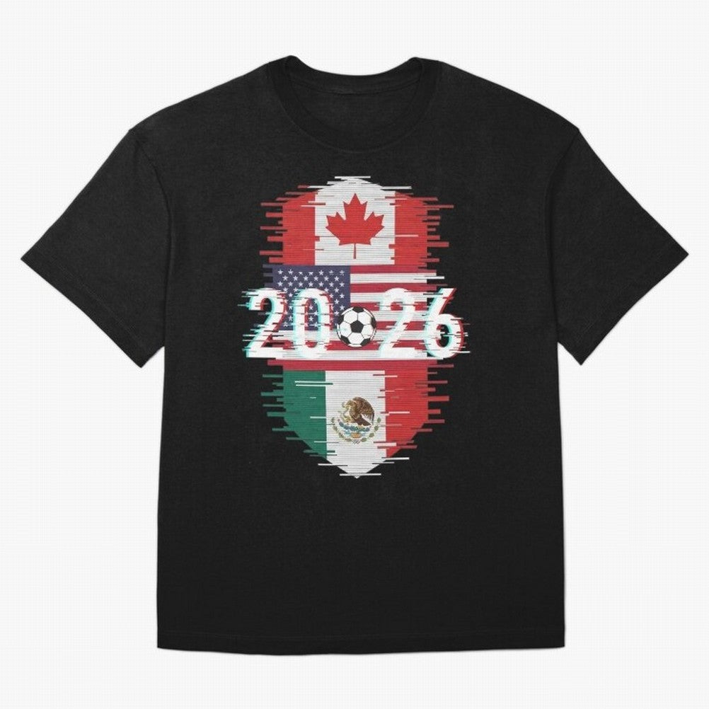 Glitched United 2026 - North America Emblem Classic T-Shirt Celebrate the Stars of FIFA World Cup 2026 USA Canada Mexico for Fans of Cristiano Ronaldo, Haaland and CR7 and Argentina, Bringing Champion Mindset, Group Stage Buzz, Knockout Tension and