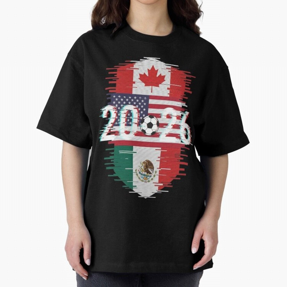 Glitched United 2026 - North America Emblem Classic T-Shirt Celebrate the Stars of FIFA World Cup 2026 USA Canada Mexico for Fans of Cristiano Ronaldo, Haaland and CR7 and Argentina, Bringing Champion Mindset, Group Stage Buzz, Knockout Tension and