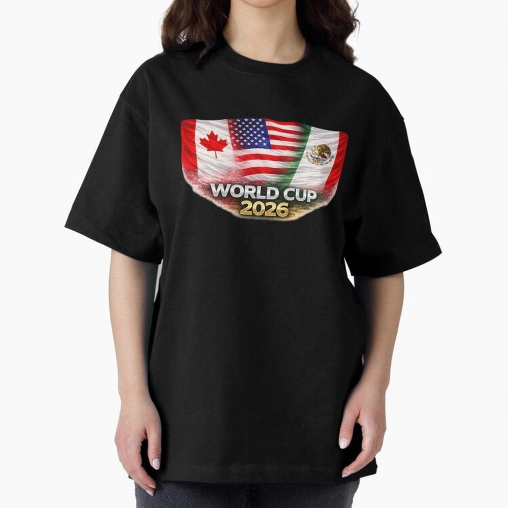 World Cup 2026 North America Flags Design ¨C USA Canada Mexico Soccer Fan Graphic Classic T-Shirt Bring FIFA World Cup 2026 for Fans of Cristiano Ronaldo, Haaland and CR7 and France, Bringing Goal Celebration Energy, Supporter Heritage, Football