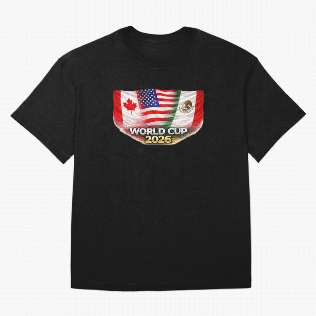 World Cup 2026 North America Flags Design ¨C USA Canada Mexico Soccer Fan Graphic Classic T-Shirt Bring FIFA World Cup 2026 for Fans of Cristiano Ronaldo, Haaland and CR7 and France, Bringing Goal Celebration Energy, Supporter Heritage, Football