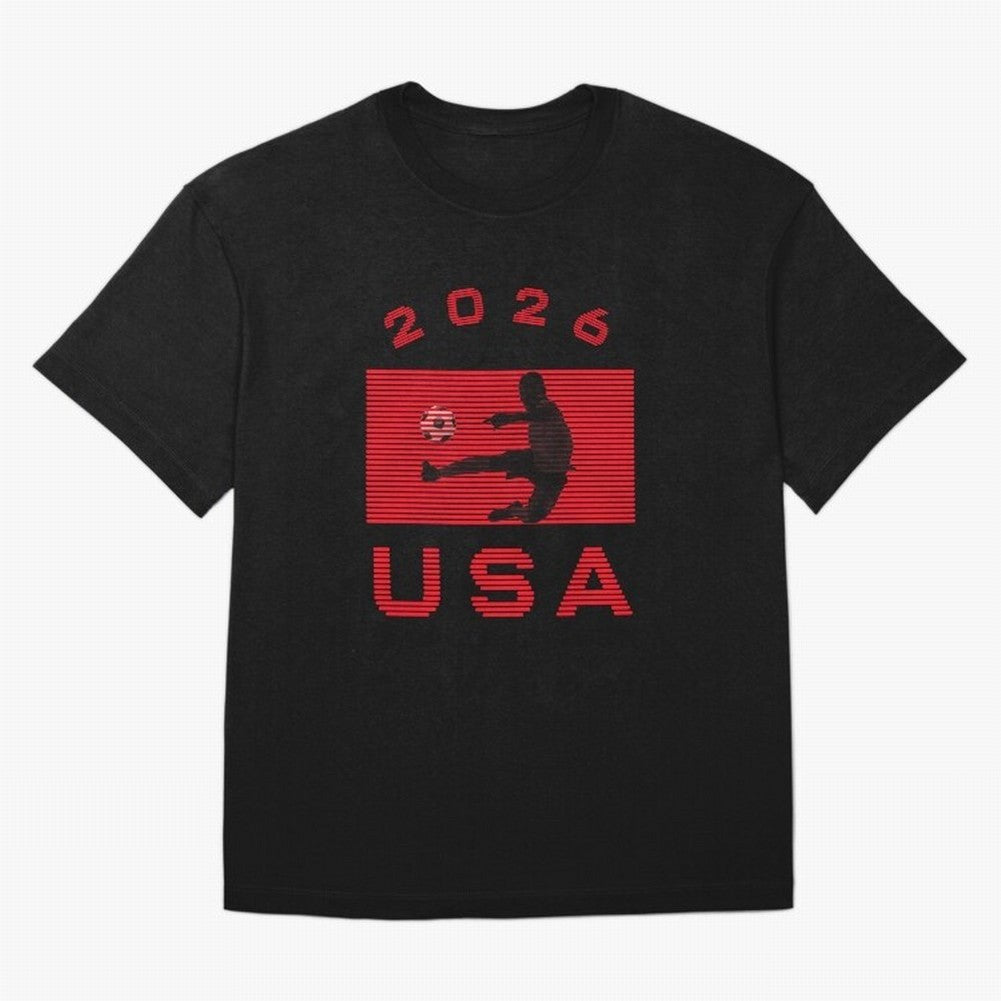 USA Soccer 2026 Player Silhouette Athletic Design Classic T-Shirt Share the Excitement of FIFA World Cup 2026 for Fans of Messi, CR7 and Mbappe and Spain and Netherlands, Bringing Sports Nostalgia, International Competition, Famous Players and