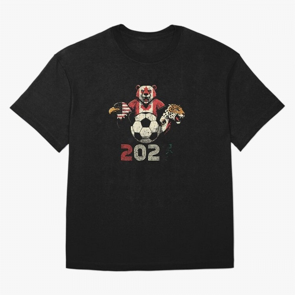 United 2026 Soccer Mascots North America Tournament T-Shirt_83157189 Classic T-Shirt Celebrate Soccer Greatness during Global Football Passion for FIFA World Cup 2026, Highlighting Cristiano Ronaldo, Brazil, Fan Favorite Moments, National Team
