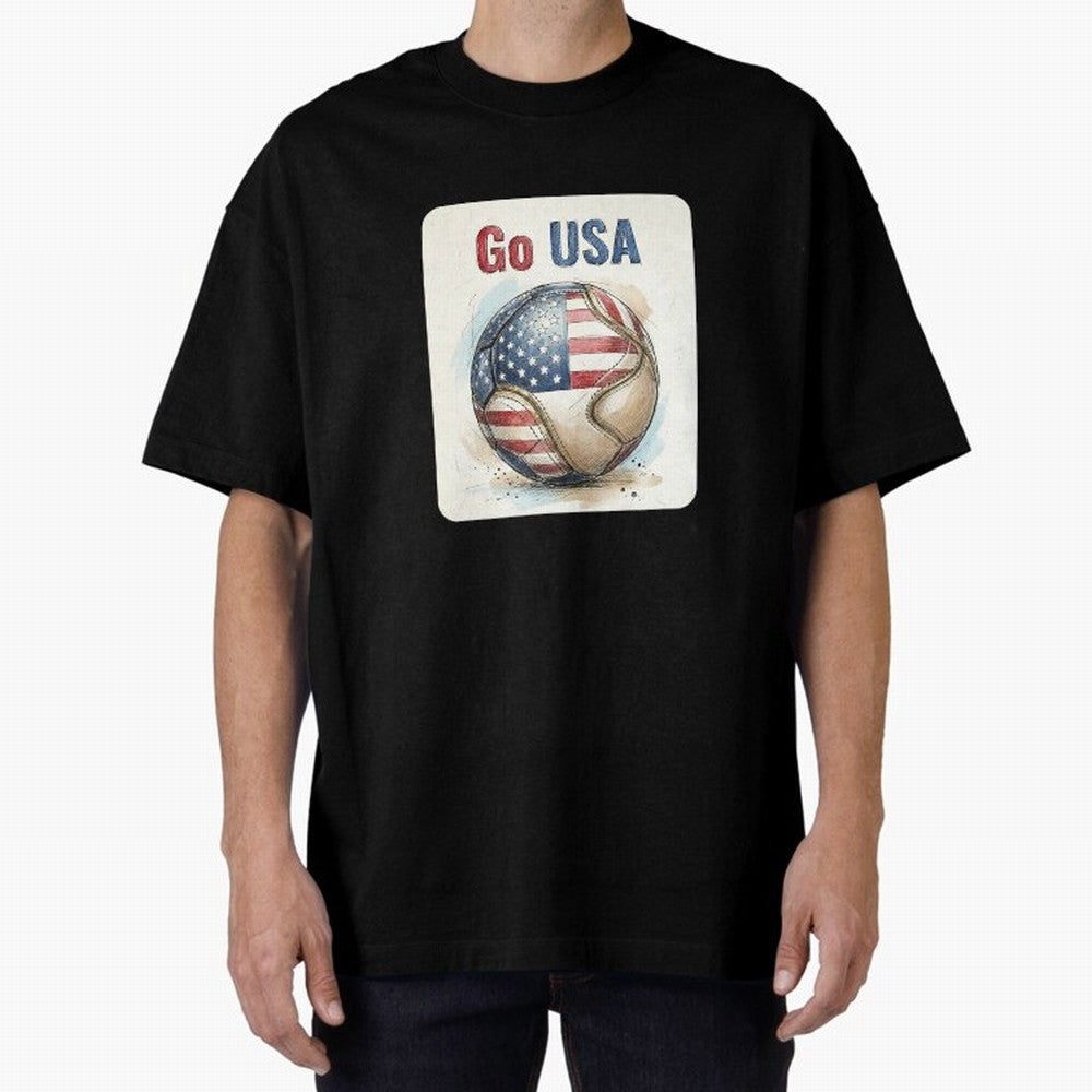 Go USA Soccer Ball Flag | American Football Fan Graphic Tee Classic T-Shirt Celebrate Every Goal in FIFA World Cup 2026 USA Canada Mexico with Mbappe and Neymar, Portugal, Spain and Germany Energy, Sports Nostalgia, International Competition,