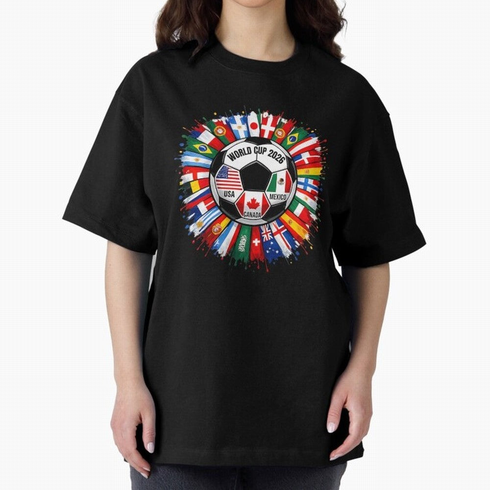 World Cup 2026 Shirt Soccer Tournament Fan Design International Flags Football Graphic Tee Sports Lover Gift Classic T-Shirt Enjoy the Biggest Football Party of FIFA World Cup 2026 for Fans of Messi and Cristiano Ronaldo and Brazil, Portugal and