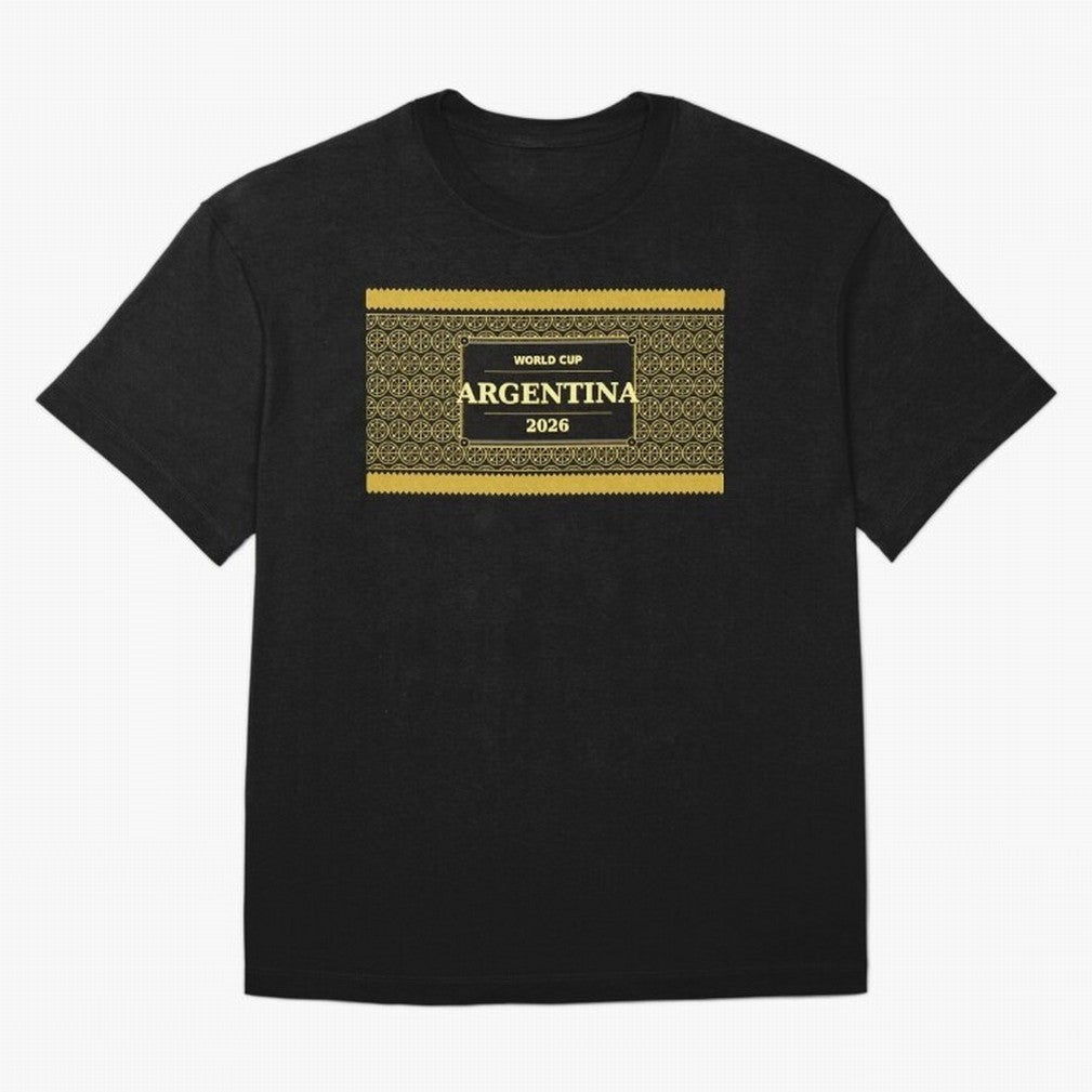 Argentina Football Fan 2026 Black Gold Luxury ¡ª Defending Champions Classic T-Shirt Follow the Final Road of FIFA World Cup 2026 Spirit, Driven by Argentina and Brazil, Messi, Football Festival Excitement, Trophy Ambitions, Country Rivalries and