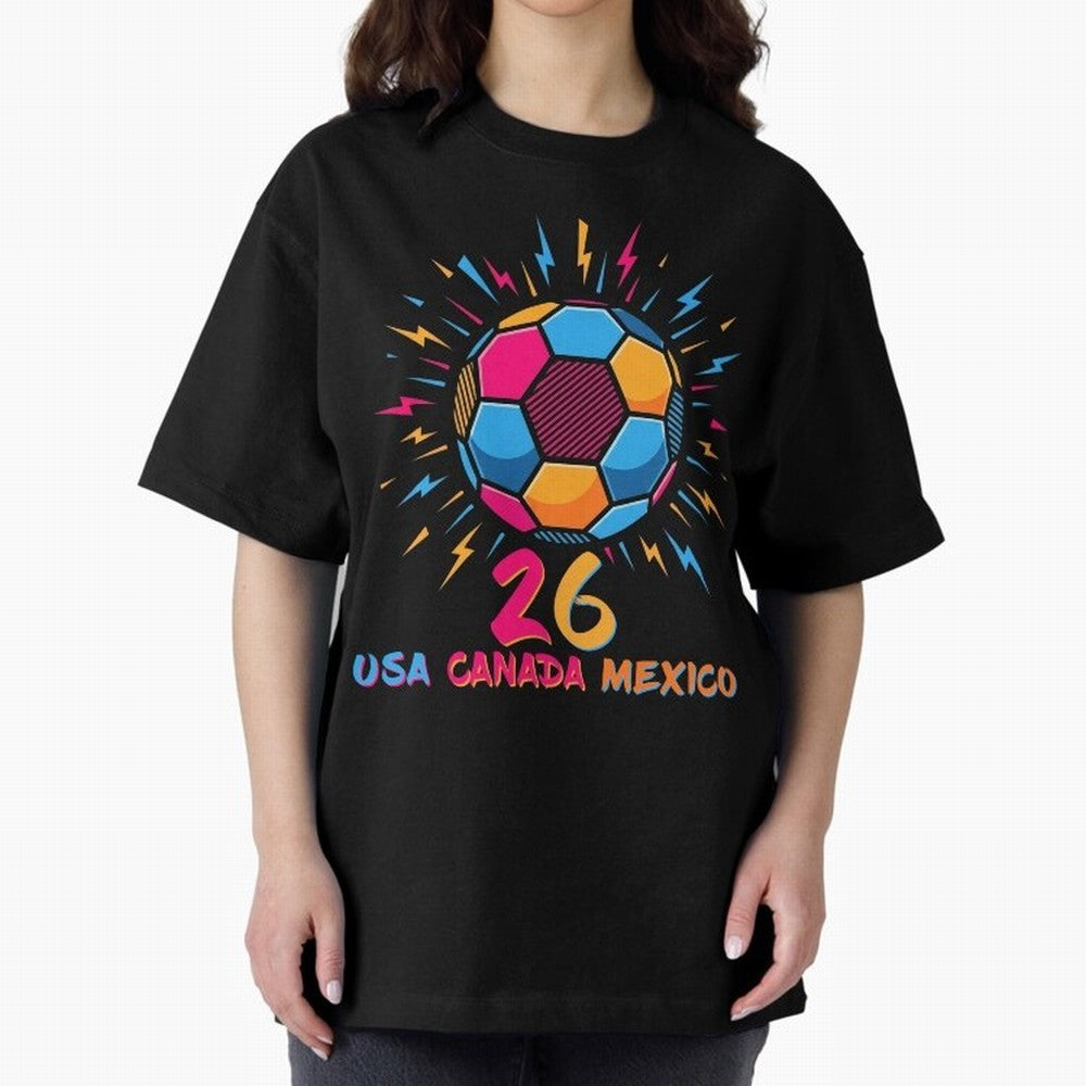 2026 Colorful Soccer Ball USA Canada Mexico 26 Classic T-Shirt Show Your Stadium Side during Match Day Hype around FIFA World Cup 2026 USA Canada Mexico, Mbappe, Germany, Goal Celebration Energy, Supporter Heritage, Football Icons and Worldwide