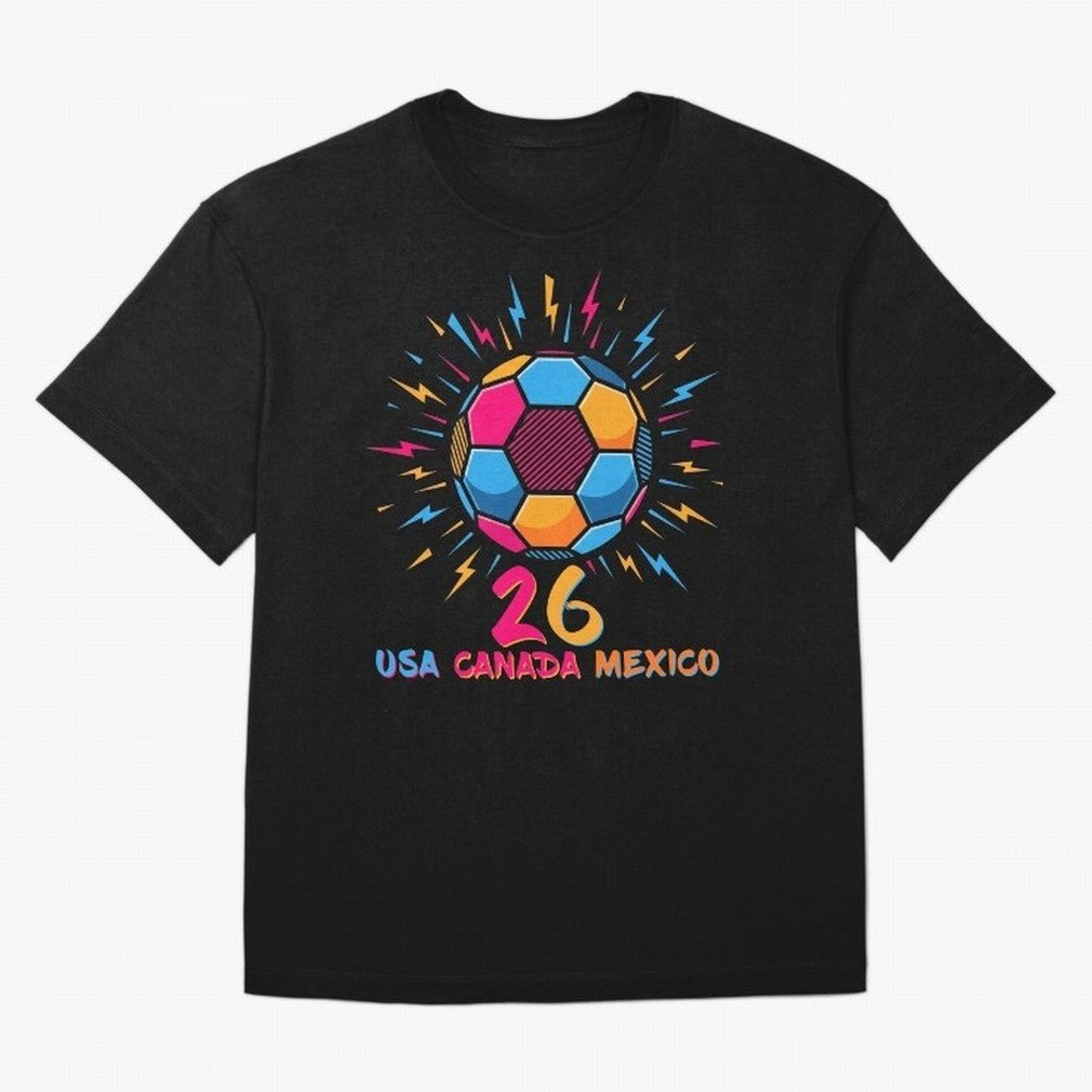 2026 Colorful Soccer Ball USA Canada Mexico 26 Classic T-Shirt Show Your Stadium Side during Match Day Hype around FIFA World Cup 2026 USA Canada Mexico, Mbappe, Germany, Goal Celebration Energy, Supporter Heritage, Football Icons and Worldwide