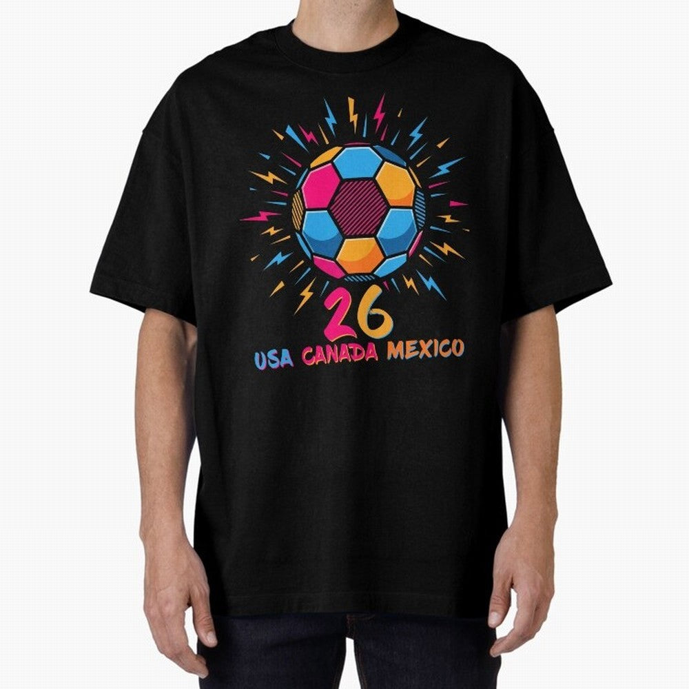 2026 Colorful Soccer Ball USA Canada Mexico 26 Classic T-Shirt Show Your Stadium Side during Match Day Hype around FIFA World Cup 2026 USA Canada Mexico, Mbappe, Germany, Goal Celebration Energy, Supporter Heritage, Football Icons and Worldwide