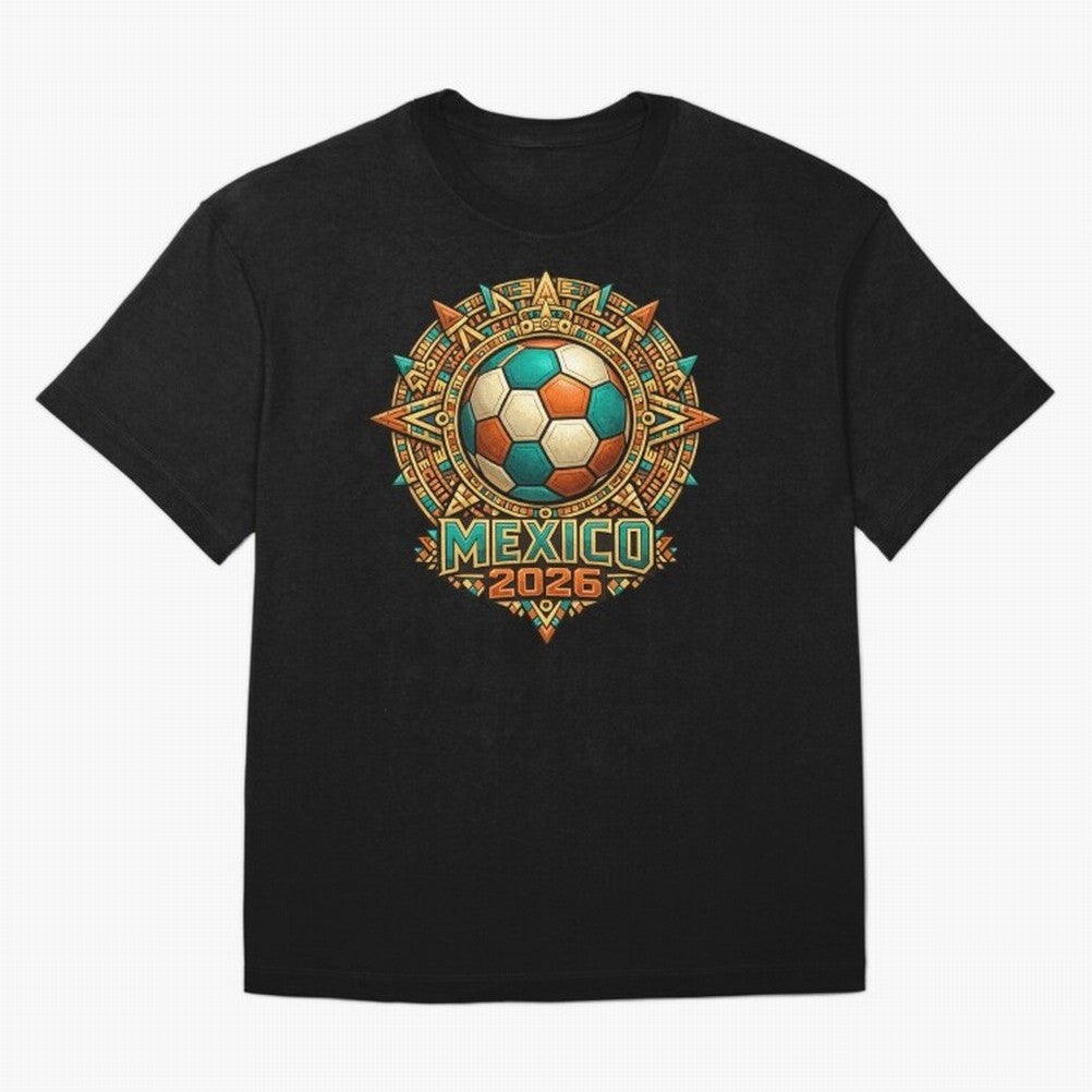 Mexico 2026 World Cup T-Shirt - Aztec Soccer Design - Mexican Heritage Football Tee Classic T-Shirt Feel the Trophy Chase of FIFA World Cup 2026 Group Stage for Fans of Messi and Spain and Netherlands, Bringing Soccer Culture, Superstar Moments,