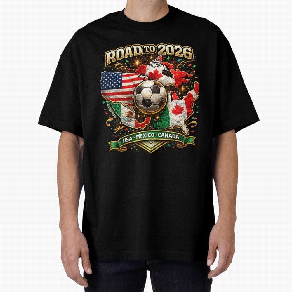Road to 2026 Soccer Tournament - USA Mexico Canada Flags Classic T-Shirt Feel the Trophy Chase of the FIFA World Cup 2026 Journey through Messi Highlights, Brazil Pride, Football Festival Excitement, Trophy Ambitions, Country Rivalries and Star