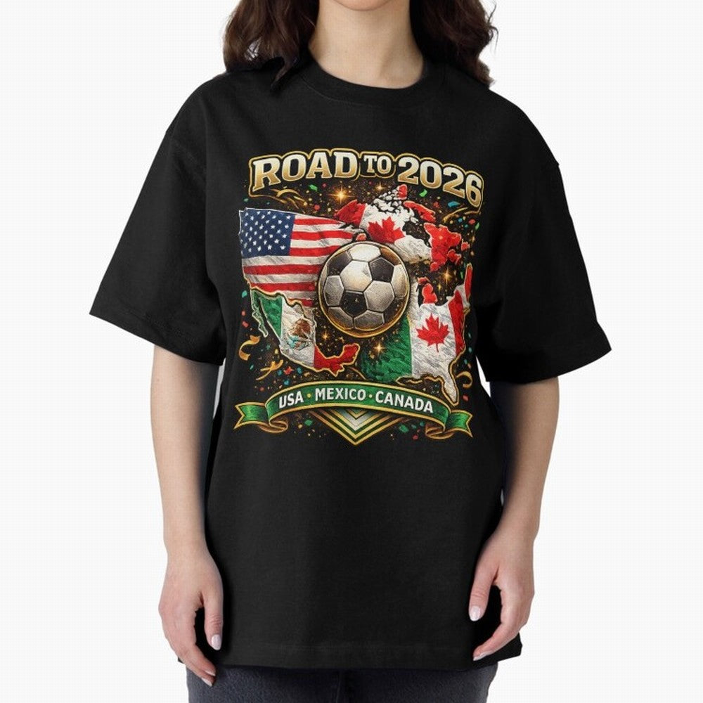 Road to 2026 Soccer Tournament - USA Mexico Canada Flags Classic T-Shirt Feel the Trophy Chase of the FIFA World Cup 2026 Journey through Messi Highlights, Brazil Pride, Football Festival Excitement, Trophy Ambitions, Country Rivalries and Star