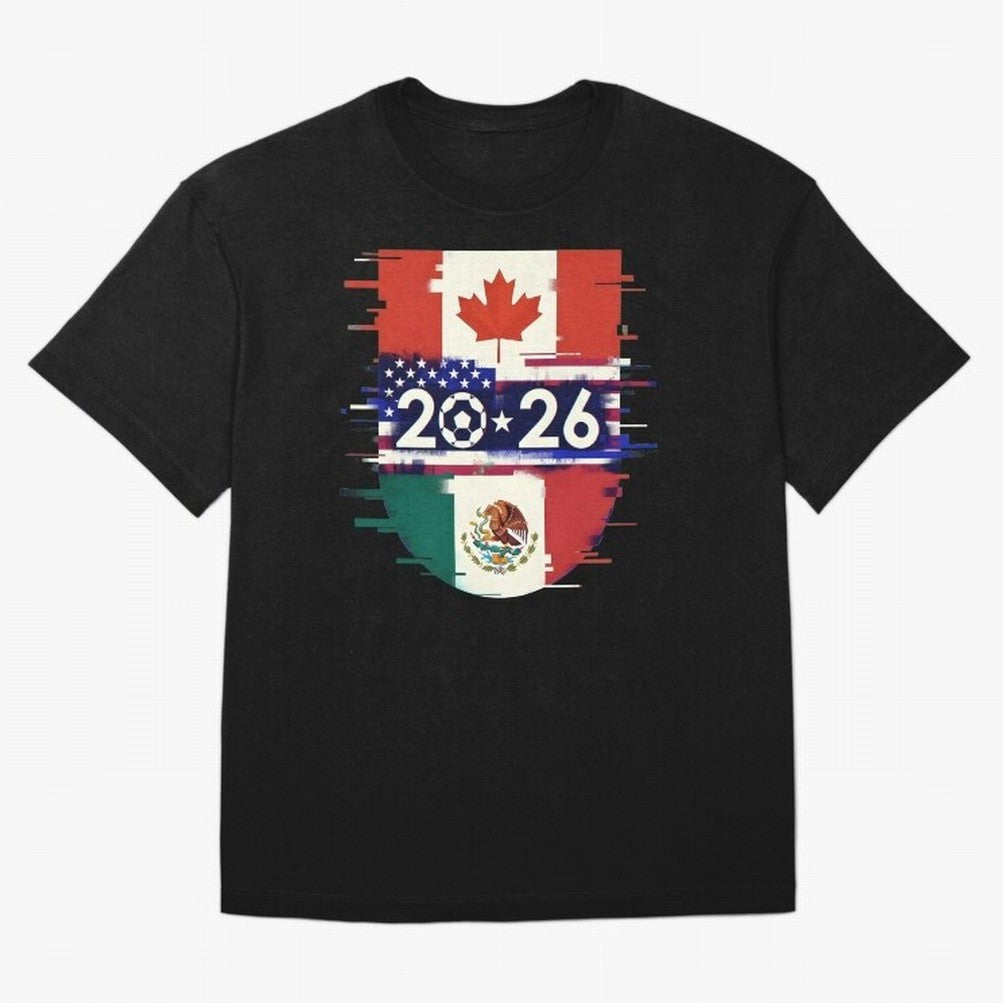 Glitched United 2026 - North America Emblem Cup Classic T-Shirt Honor the Beautiful Game during FIFA World Cup 2026 Capturing Messi and Cristiano Ronaldo, Spain Energy, Stadium Memories, Football Loyalty, International Chants and Championship