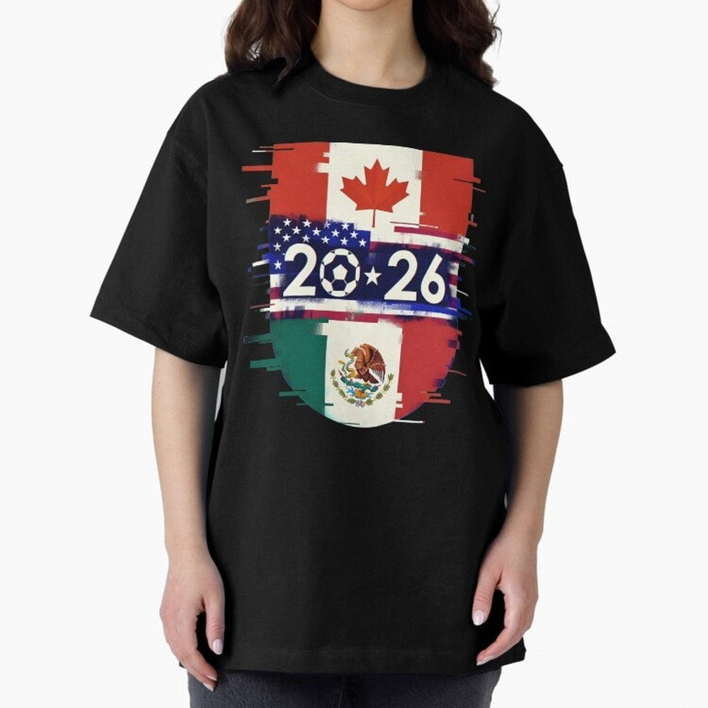 Glitched United 2026 - North America Emblem Cup Classic T-Shirt Honor the Beautiful Game during FIFA World Cup 2026 Capturing Messi and Cristiano Ronaldo, Spain Energy, Stadium Memories, Football Loyalty, International Chants and Championship
