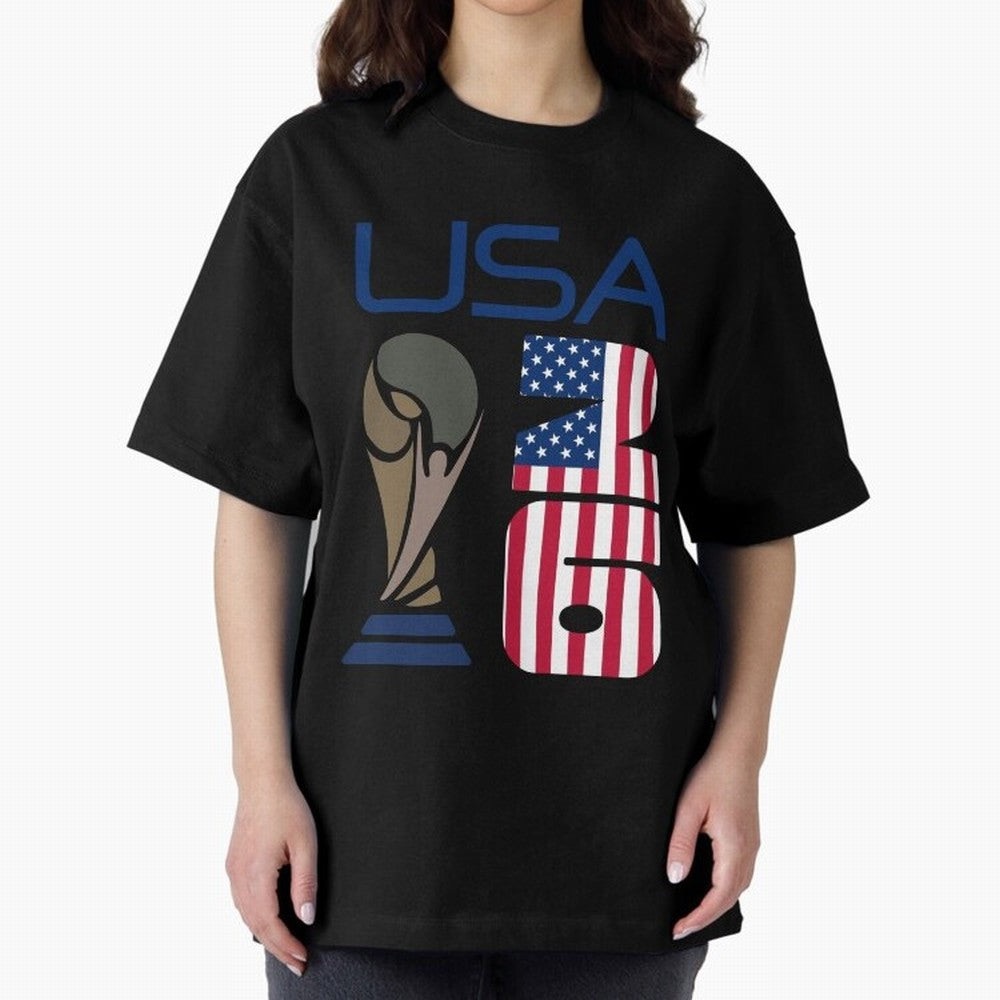USA 2026 Soccer World Cup Trophy American Flag Design Classic T-Shirt Show Up for the Glory of FIFA World Cup 2026 Spirit, Centered on Brazil, Portugal and Argentina, Messi, CR7 and Mbappe, Football Festival Excitement, Trophy Ambitions, Country