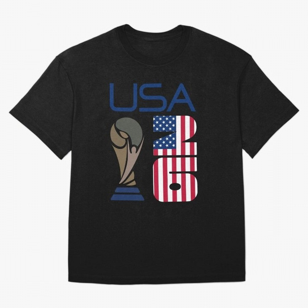 USA 2026 Soccer World Cup Trophy American Flag Design Classic T-Shirt Show Up for the Glory of FIFA World Cup 2026 Spirit, Centered on Brazil, Portugal and Argentina, Messi, CR7 and Mbappe, Football Festival Excitement, Trophy Ambitions, Country