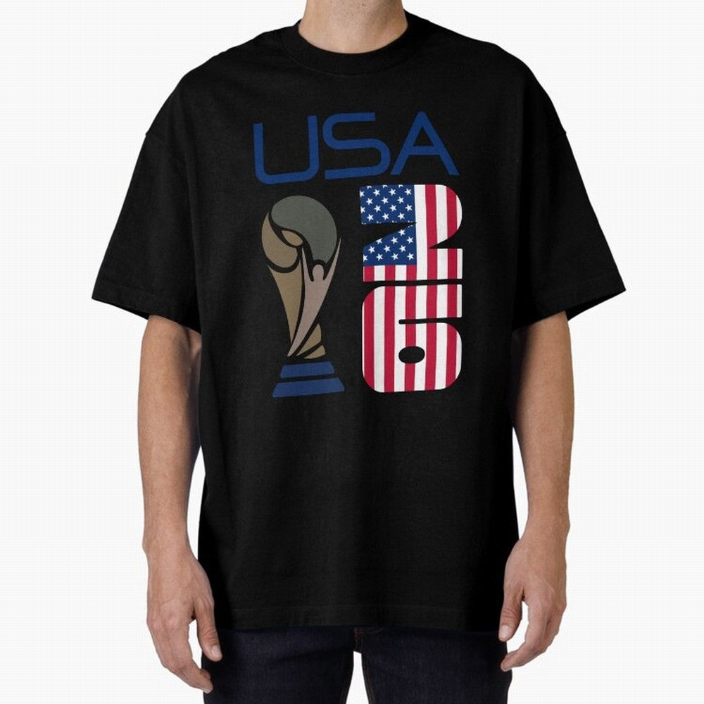 USA 2026 Soccer World Cup Trophy American Flag Design Classic T-Shirt Show Up for the Glory of FIFA World Cup 2026 Spirit, Centered on Brazil, Portugal and Argentina, Messi, CR7 and Mbappe, Football Festival Excitement, Trophy Ambitions, Country