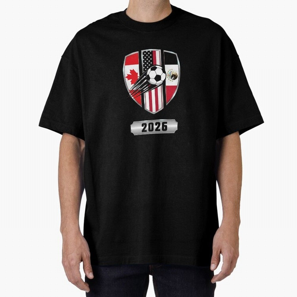 North United America Shield 2026 Cup T-Shirt_82794382 Classic T-Shirt Feel the Roar of FIFA World Cup 2026 USA Canada Mexico Centered on Haaland, Brazil, Portugal and Argentina Energy, Championship Spirit, Famous Goals, Roaring Crowds and