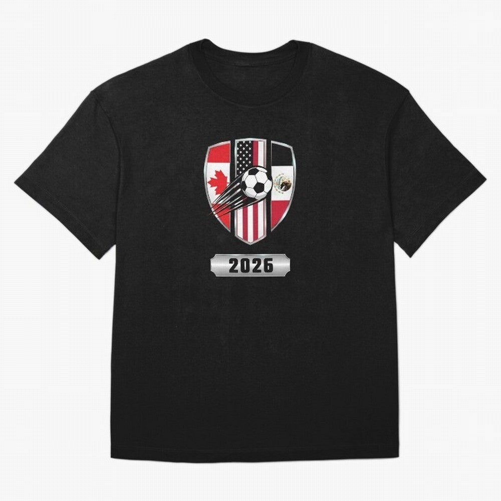 North United America Shield 2026 Cup T-Shirt_82794382 Classic T-Shirt Feel the Roar of FIFA World Cup 2026 USA Canada Mexico Centered on Haaland, Brazil, Portugal and Argentina Energy, Championship Spirit, Famous Goals, Roaring Crowds and