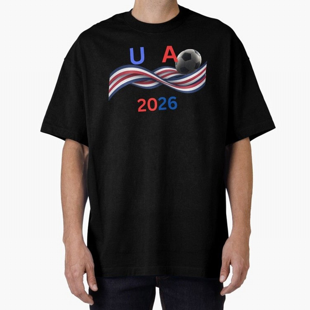 USA 2026 Soccer Ball With Waving Flag - United States Football Team Support? Classic T-Shirt Show Support during Global Football Passion for FIFA World Cup 2026, Built around Neymar, England and Germany, Stadium Memories, Football Loyalty,
