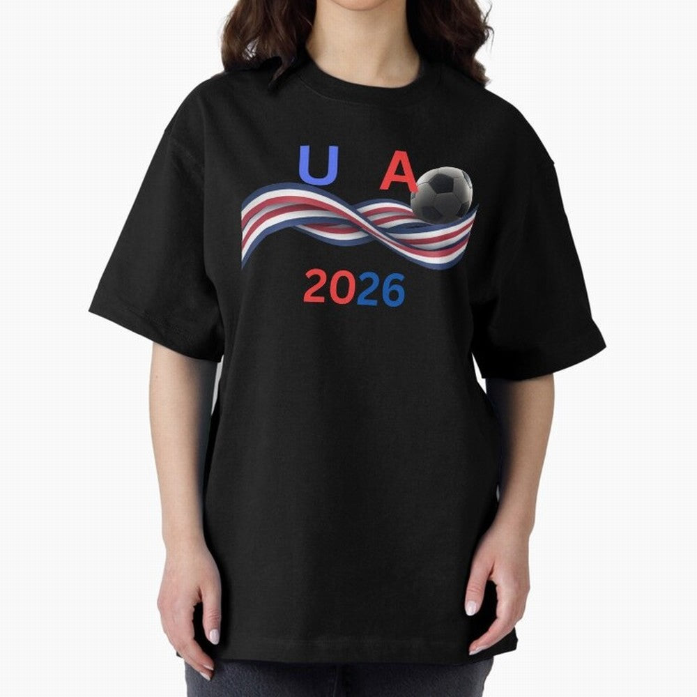 USA 2026 Soccer Ball With Waving Flag - United States Football Team Support? Classic T-Shirt Show Support during Global Football Passion for FIFA World Cup 2026, Built around Neymar, England and Germany, Stadium Memories, Football Loyalty,