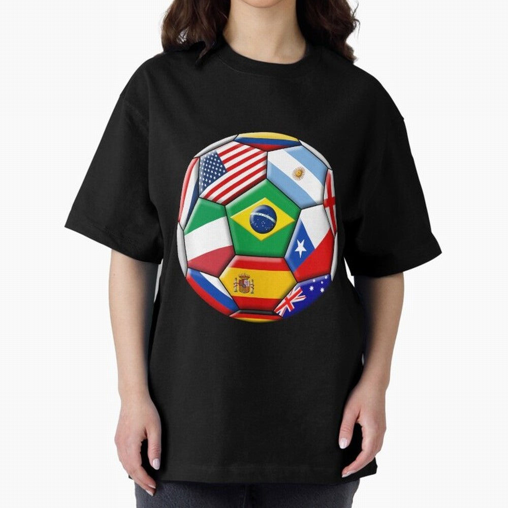 Soccer with various flags Classic T-Shirt Carry Global Football Passion for FIFA World Cup 2026 Group Stage, Centered on Haaland, England, France and Netherlands, Vintage Soccer Flavor, Modern Football Stars, National Flags and Final Night Emotion;