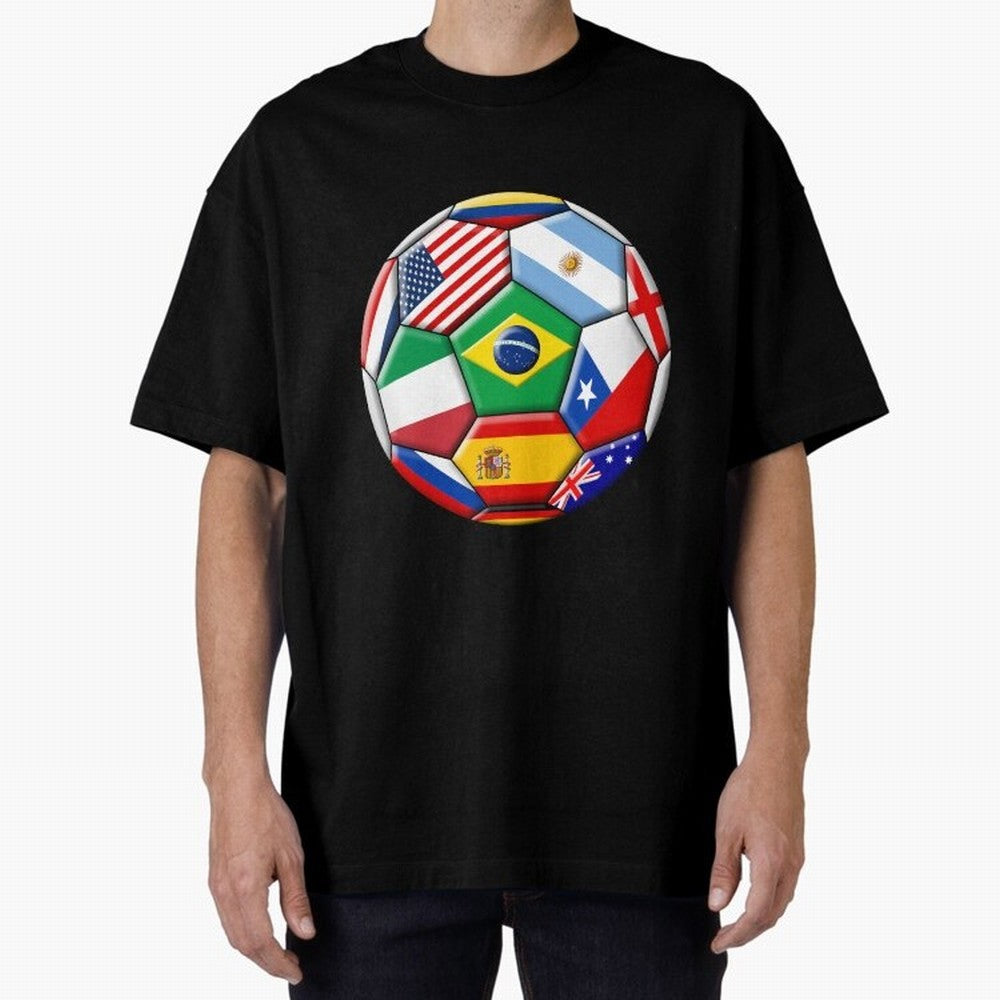 Soccer with various flags Classic T-Shirt Carry Global Football Passion for FIFA World Cup 2026 Group Stage, Centered on Haaland, England, France and Netherlands, Vintage Soccer Flavor, Modern Football Stars, National Flags and Final Night Emotion;