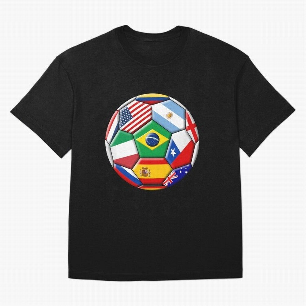 Soccer with various flags Classic T-Shirt Carry Global Football Passion for FIFA World Cup 2026 Group Stage, Centered on Haaland, England, France and Netherlands, Vintage Soccer Flavor, Modern Football Stars, National Flags and Final Night Emotion;