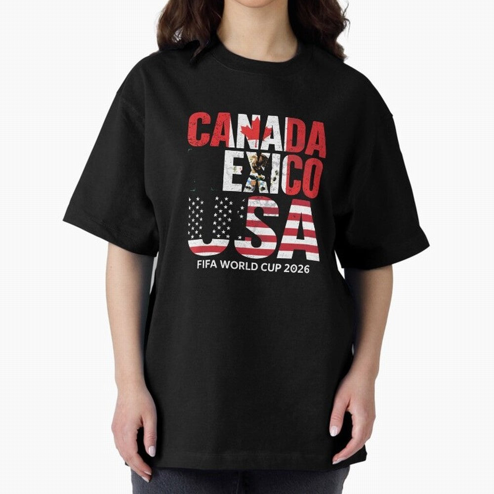 United 2026 World Cup - Canada, Mexico, USA Flags T-Shirt_83138002 Classic T-Shirt Show Support during FIFA World Cup 2026 for Fans of Cristiano Ronaldo and England, France and Netherlands, Bringing Football Passion, Legendary Performances,