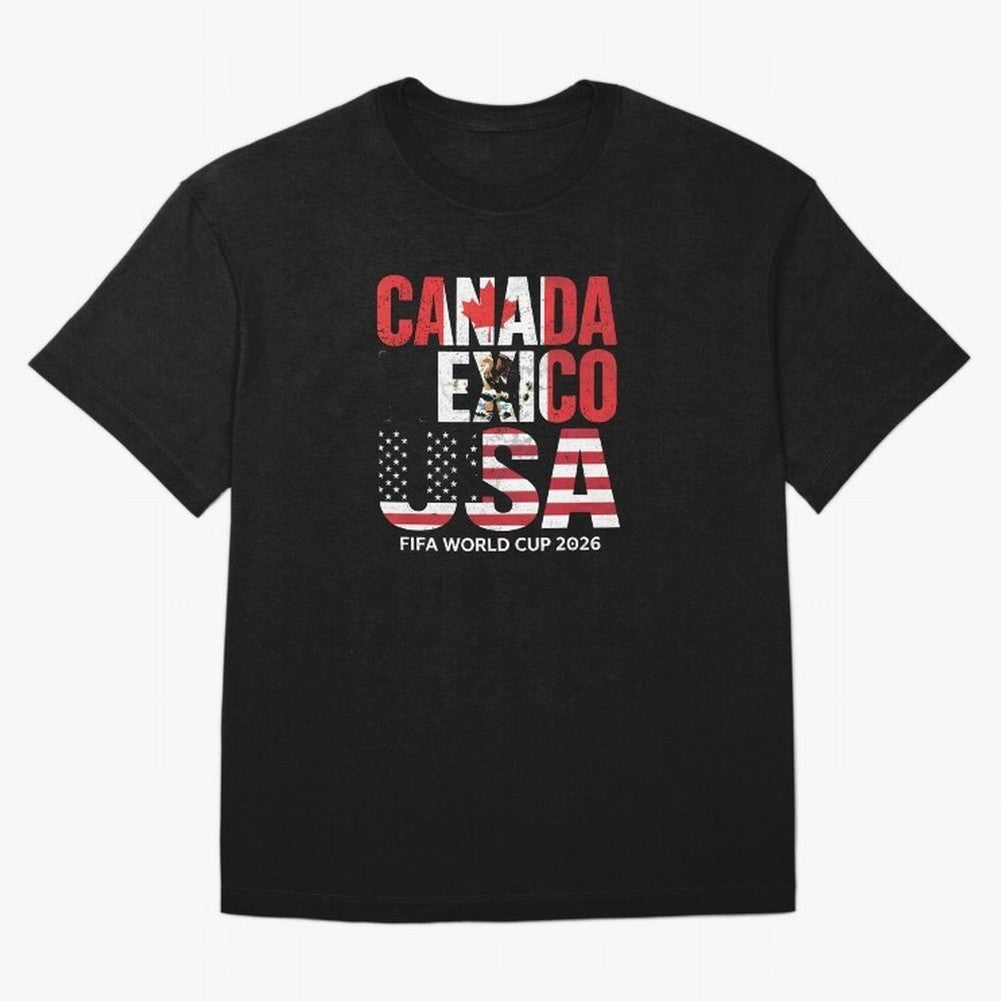 United 2026 World Cup - Canada, Mexico, USA Flags T-Shirt_83138002 Classic T-Shirt Show Support during FIFA World Cup 2026 for Fans of Cristiano Ronaldo and England, France and Netherlands, Bringing Football Passion, Legendary Performances,