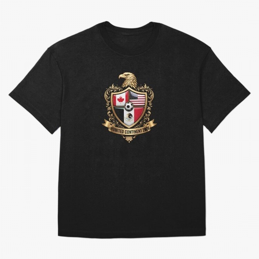 Golden Continental Eagle Soccer World Cup Crest 2026 T-Shirt_83050983 Classic T-Shirt Support Iconic Players in the FIFA World Cup 2026 Group Stage Journey through CR7 and Messi Highlights, Brazil, Portugal and Argentina Pride, Football History,