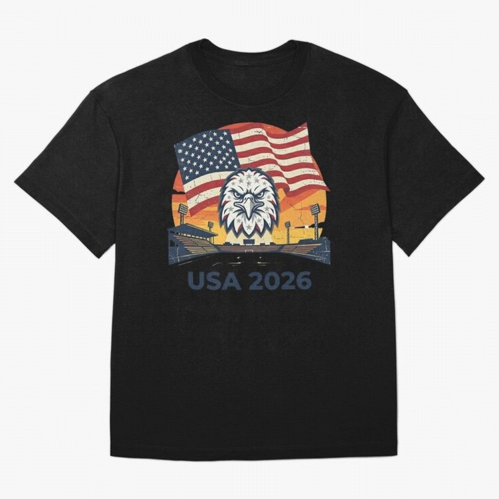 American Eagle 2026 USA World Cup Classic T-Shirt Celebrate Supporters United by FIFA World Cup 2026 Group Stage Filled with CR7 and Messi, Spain and Netherlands Energy, Football Festival Excitement, Trophy Ambitions, Country Rivalries and Star