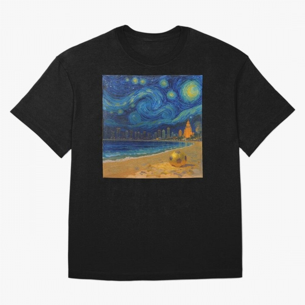 Golden Miami Starry Night Beach Soccer Fine Art Print Impasto Oil Painting Classic T-Shirt Fuel Your Fan Pride for the FIFA World Cup 2026 Journey through Neymar Highlights, Brazil Pride, Global Supporter Spirit, Legendary Goals, National Colors