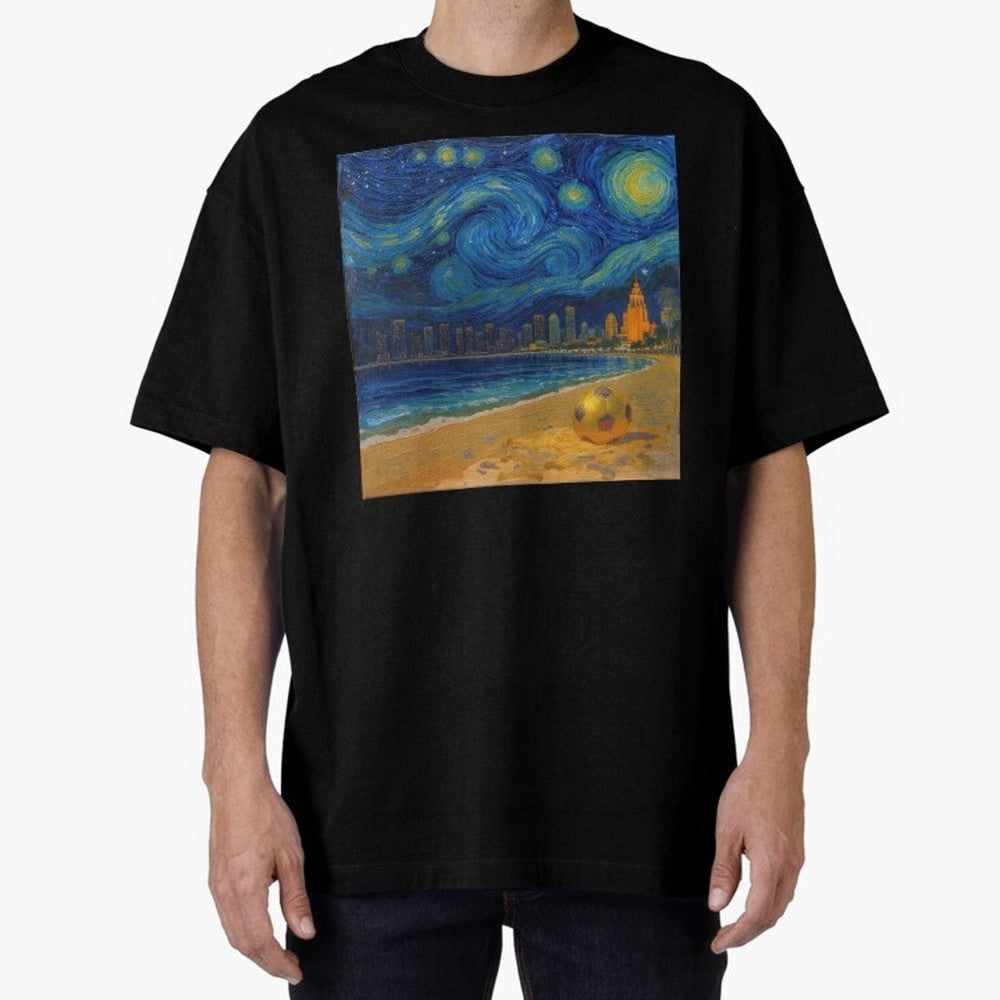 Golden Miami Starry Night Beach Soccer Fine Art Print Impasto Oil Painting Classic T-Shirt Fuel Your Fan Pride for the FIFA World Cup 2026 Journey through Neymar Highlights, Brazil Pride, Global Supporter Spirit, Legendary Goals, National Colors