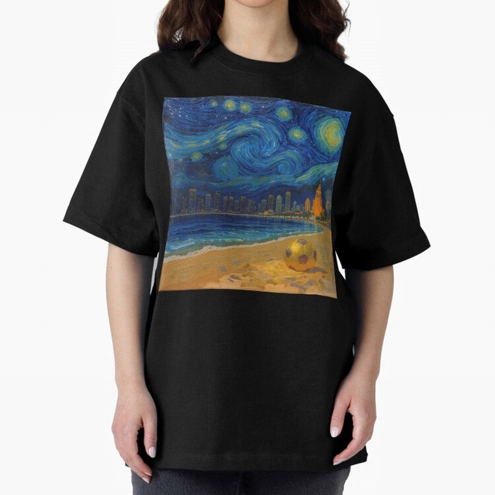Golden Miami Starry Night Beach Soccer Fine Art Print Impasto Oil Painting Classic T-Shirt Fuel Your Fan Pride for the FIFA World Cup 2026 Journey through Neymar Highlights, Brazil Pride, Global Supporter Spirit, Legendary Goals, National Colors