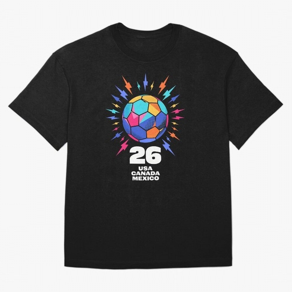 2026 Colorful Soccer Ball USA Canada Mexico 26 Classic T-Shirt Celebrate Every Goal in FIFA World Cup 2026 USA Canada Mexico Spirit, Featuring Spain and Netherlands, Mbappe and Neymar, Football History, Final Match Energy, Crowd Noise and Once in a