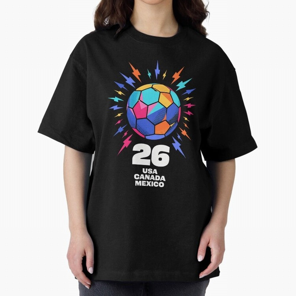 2026 Colorful Soccer Ball USA Canada Mexico 26 Classic T-Shirt Celebrate Every Goal in FIFA World Cup 2026 USA Canada Mexico Spirit, Featuring Spain and Netherlands, Mbappe and Neymar, Football History, Final Match Energy, Crowd Noise and Once in a