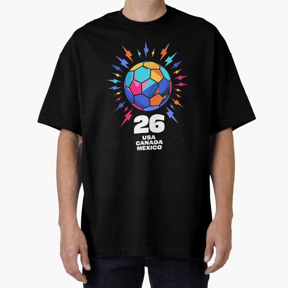 2026 Colorful Soccer Ball USA Canada Mexico 26 Classic T-Shirt Celebrate Every Goal in FIFA World Cup 2026 USA Canada Mexico Spirit, Featuring Spain and Netherlands, Mbappe and Neymar, Football History, Final Match Energy, Crowd Noise and Once in a