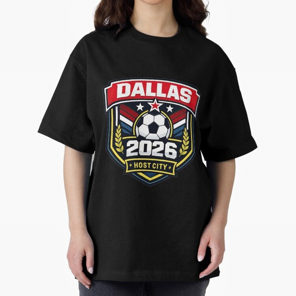 Dallas 2026 Host City Emblem with Laurel Classic T-Shirt Bring FIFA World Cup 2026 Highlighting Messi, CR7 and Mbappe, Argentina Energy, Stadium Chants, National Pride, Trophy Dreams and Unforgettable Football Memories; Made for Die Hard