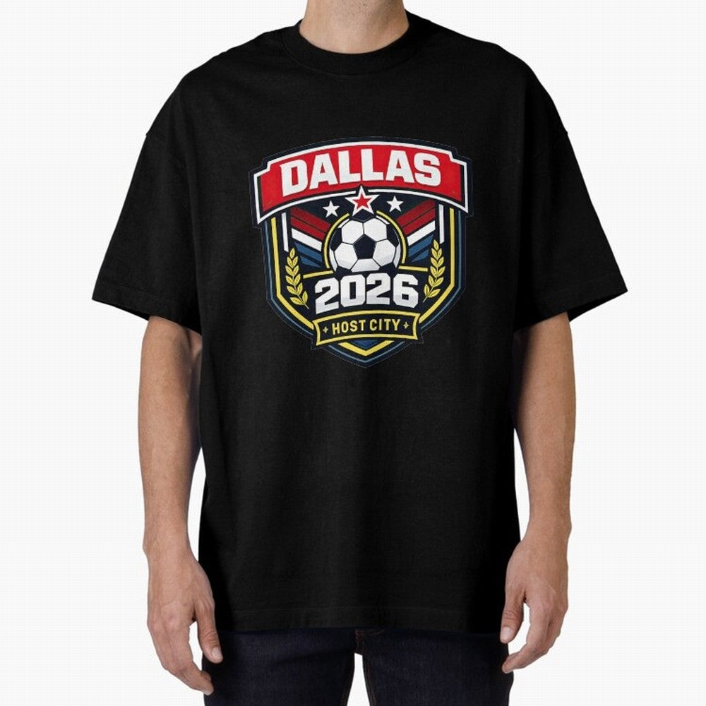 Dallas 2026 Host City Emblem with Laurel Classic T-Shirt Bring FIFA World Cup 2026 Highlighting Messi, CR7 and Mbappe, Argentina Energy, Stadium Chants, National Pride, Trophy Dreams and Unforgettable Football Memories; Made for Die Hard