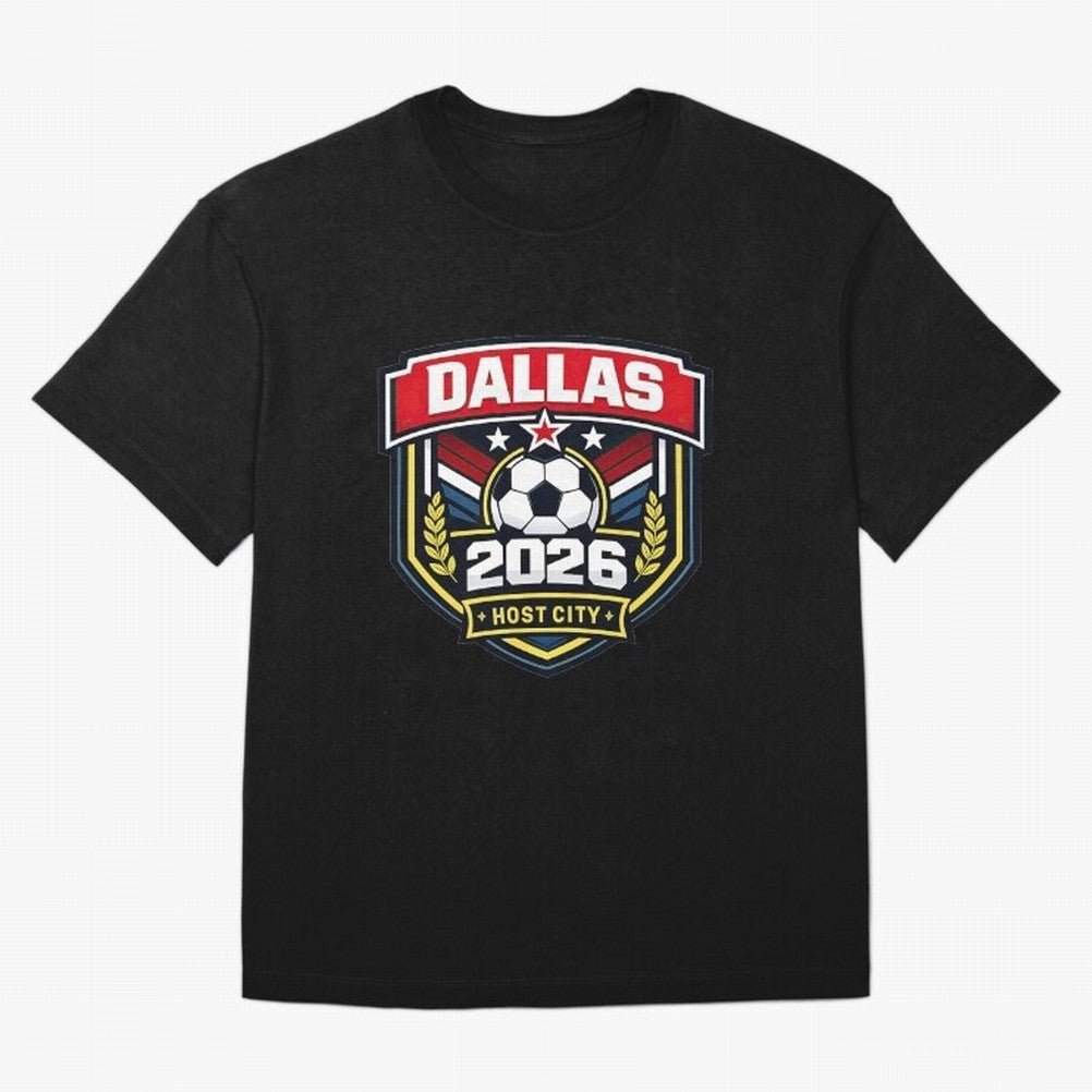 Dallas 2026 Host City Emblem with Laurel Classic T-Shirt Bring FIFA World Cup 2026 Highlighting Messi, CR7 and Mbappe, Argentina Energy, Stadium Chants, National Pride, Trophy Dreams and Unforgettable Football Memories; Made for Die Hard