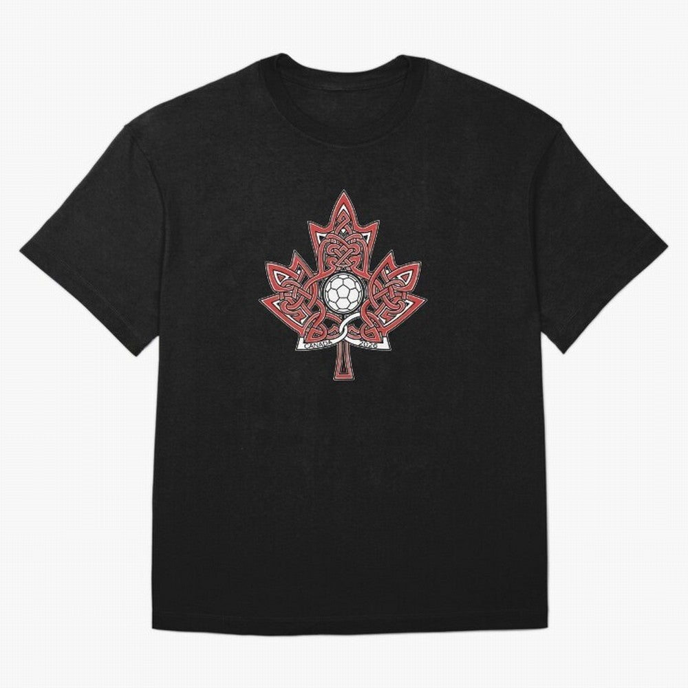 Interwoven Maple Leaf Canada Soccer 2026 T-Shirt_83135197 Classic T-Shirt Honor FIFA World Cup 2026 Group Stage for Fans of Mbappe and Argentina, Bringing Sports Nostalgia, International Competition, Famous Players and Unforgettable Victories;