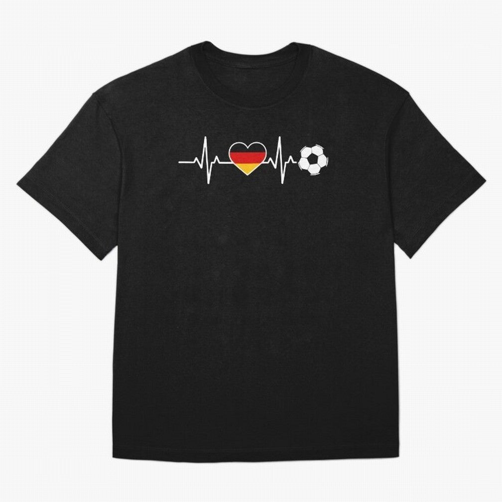 Germany Football Heartbeat | Deutschland Soccer Fan EKG Classic T-Shirt Keep Football History Alive during FIFA World Cup 2026 Group Stage Spirit, Filled with Brazil, Messi, Neymar and Mbappe, Vintage Soccer Flavor, Modern Football Stars, National