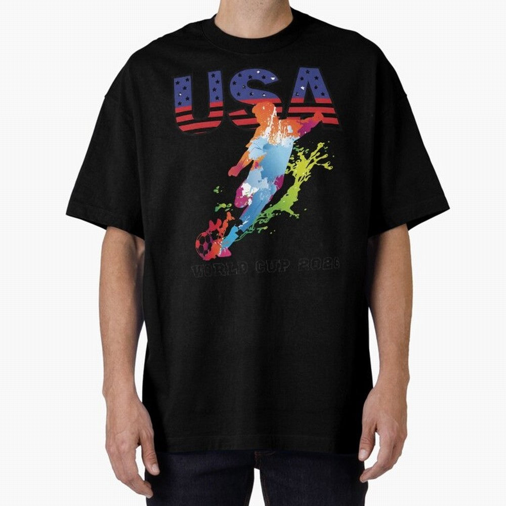 USA CAN MEX 26 Football Shirt | Color Splash International Fan Tee Classic T-Shirt Celebrate the Stars of Match Day Hype around FIFA World Cup 2026 USA Canada Mexico, Messi, England, France and Netherlands, Match Day Excitement, Supporter Culture,