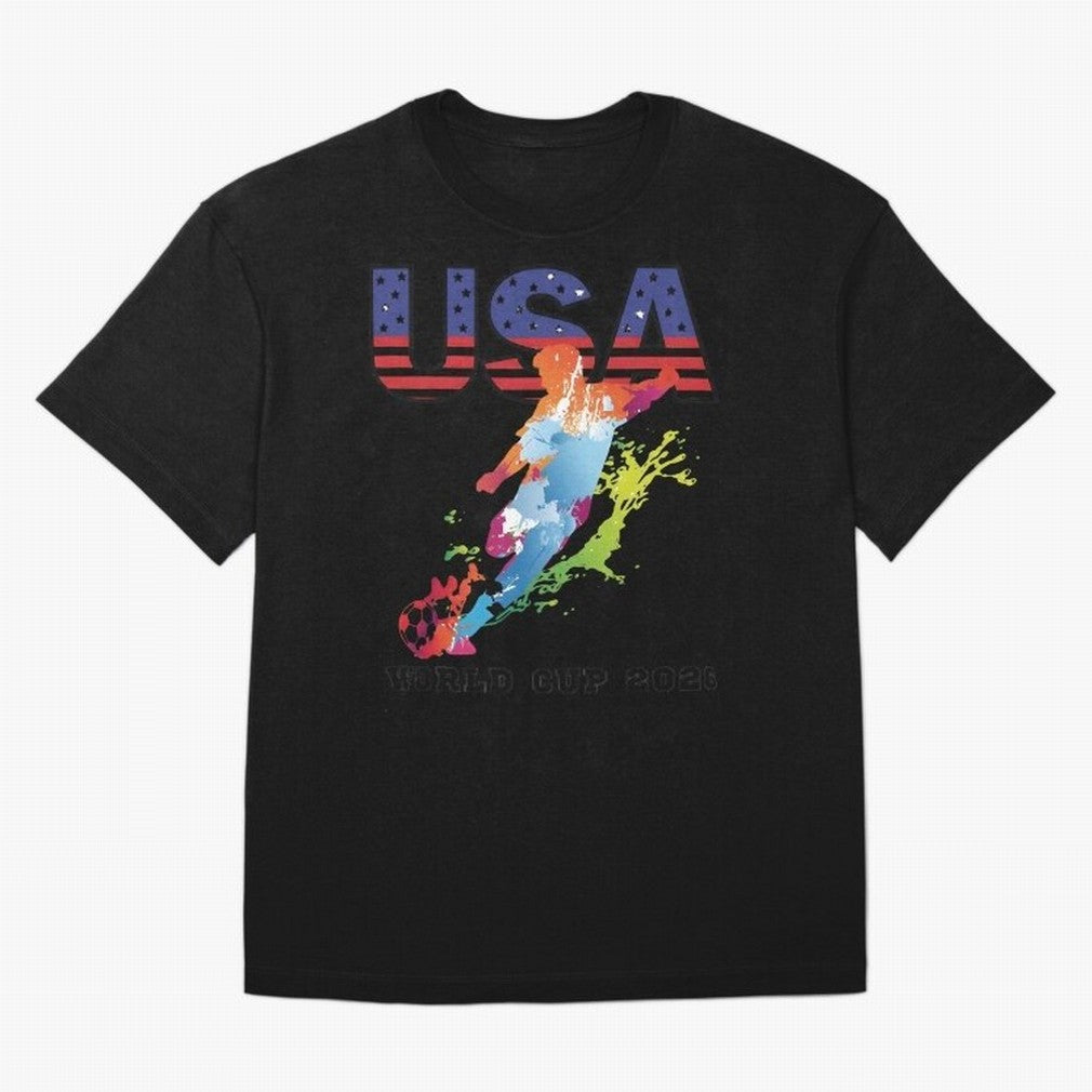 USA CAN MEX 26 Football Shirt | Color Splash International Fan Tee Classic T-Shirt Celebrate the Stars of Match Day Hype around FIFA World Cup 2026 USA Canada Mexico, Messi, England, France and Netherlands, Match Day Excitement, Supporter Culture,
